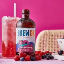 Load image into Gallery viewer, Brew Dr. Organic Kombucha Drink, Superberry, 14 fl oz Glass Bottles (Pack of 12)