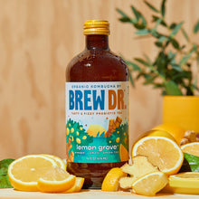 Load image into Gallery viewer, Brew Dr. Organic Kombucha Drink, Lemon Grove, 14 fl oz Glass Bottles (Pack of 12)