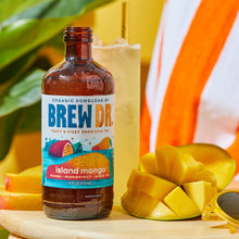 Load image into Gallery viewer, Brew Dr. Organic Kombucha Drink, Island Mango, 14 fl oz Glass Bottles (Pack of 12)