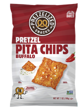 Load image into Gallery viewer, PRETZELIZED Pretzel Pita Chips, Buffalo Flavored, 7oz Bag - Multi-Pack