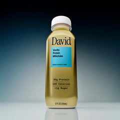 DAVID 30g Protein Milkshake, Vanilla, 12oz (Pack of 12)
