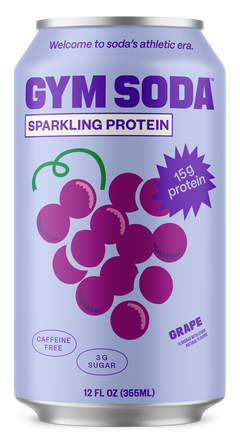 GYM SODA Sparkling Protein Soda, Grape, 12oz (Pack of 12)
