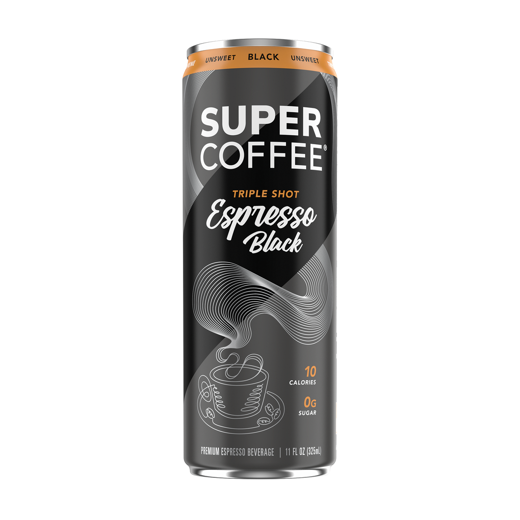 Super Coffee Triple Shot, Espresso Black, 11oz (Pack of 12)