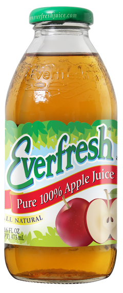 Everfresh Apple Juice, 16oz Glass Bottle (Pack of 12)