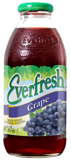 Everfresh Grape Juice, 16oz Glass Bottle (Pack of 12)