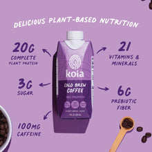 Load image into Gallery viewer, Koia Plant Based 20g Protein Shake, Cold Brew Coffee, 11oz (Pack of 12)