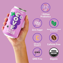 Load image into Gallery viewer, Cove Soda Probiotic Soft Drink, Grape, 12oz (Pack of 12)