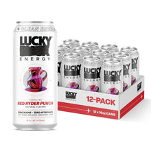 Load image into Gallery viewer, Lucky Energy Sparkling Energy Drink, Red Ryder Punch, 16oz (Pack of 12)