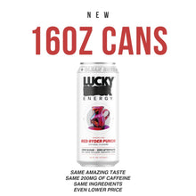 Load image into Gallery viewer, Lucky Energy Sparkling Energy Drink, Red Ryder Punch, 16oz (Pack of 12)