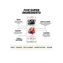 Load image into Gallery viewer, Lucky Energy Sparkling Energy Drink, Son of a Peach, 16oz (Pack of 12)