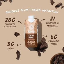Load image into Gallery viewer, Koia Plant Based 20g Protein Shake, Cacao Bean, 11oz (Pack of 12)