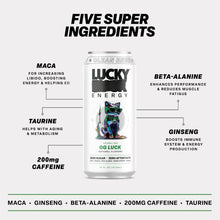 Load image into Gallery viewer, Lucky Energy Sparkling Energy Drink, OG Luck, 16oz (Pack of 12)
