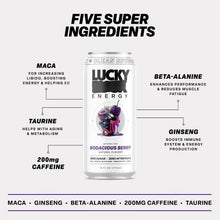 Load image into Gallery viewer, Lucky Energy Sparkling Energy Drink, Bodacious Berry, 16oz (Pack of 12)