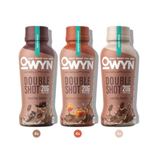 Load image into Gallery viewer, OWYN Non-Dairy Coffee Shake 20g Protein, Double Shot Three Flavor Variety, 12oz (Pack of 12)