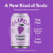 Load image into Gallery viewer, Olipop Sparkling Prebiotic Soda, Classic Grape, 12oz (Pack of 12)