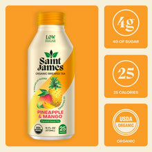 Load image into Gallery viewer, Saint James Organic Brewed Iced Tea, Pineapple & Mango, 16oz (Pack of 12)