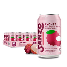 Load image into Gallery viewer, Sanzo Flavored Sparkling Water, Lychee (Berry), 12oz (Pack of 12)