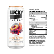 Load image into Gallery viewer, Lucky Energy Sparkling Energy Drink, Son of a Peach, 16oz (Pack of 12)
