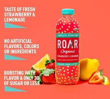 Load image into Gallery viewer, ROAR Complete Hydration Organic Drink, Strawberry Lemonade, 18 oz (Pack of 12)