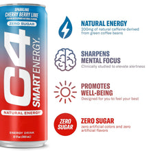 Load image into Gallery viewer, Cellucor C4 Smart Energy Drink, Cherry Berry Lime, 12oz (Pack of 12)