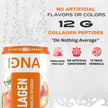 Load image into Gallery viewer, HydraDNA Collagen Infused Sparkling Drink, Peach, 12oz (Pack of 12)
