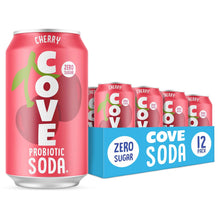 Load image into Gallery viewer, Cove Soda Probiotic Soft Drink, Cherry, 12oz (Pack of 12)