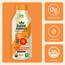 Load image into Gallery viewer, Saint James Organic Brewed Iced Tea, Blood Orange & Hibiscus, 16oz (Pack of 12)