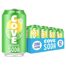Load image into Gallery viewer, Cove Soda Probiotic Soft Drink, Lemon Lime, 12oz (Pack of 12)