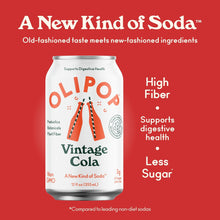 Load image into Gallery viewer, Olipop Sparkling Prebiotic Soda, Vintage Cola, 12oz (Pack of 12)