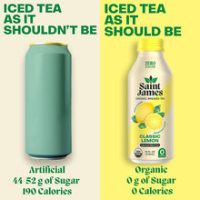 Load image into Gallery viewer, Saint James Organic Brewed Iced Tea, Classic Lemon, 16oz (Pack of 12)
