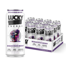 Load image into Gallery viewer, Lucky Energy Sparkling Energy Drink, Bodacious Berry, 16oz (Pack of 12)