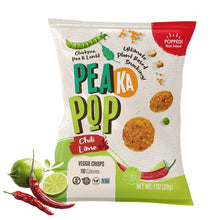 Load image into Gallery viewer, PeaKaPop Veggie Popped Chips, Chili Lime, 1oz (Pack of 20)