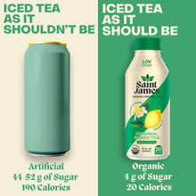 Load image into Gallery viewer, Saint James Organic Brewed Iced Tea, Original Green Tea, 16oz (Pack of 12)