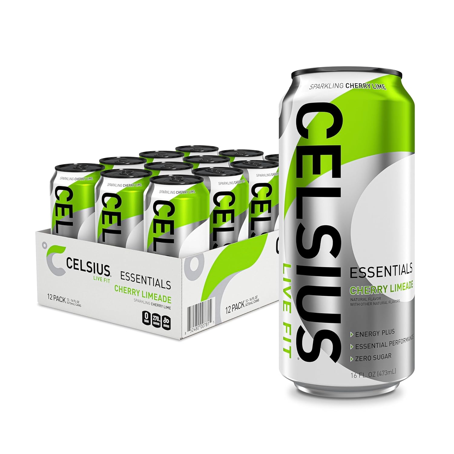 CELSIUS ESSENTIALS Sparkling Energy Drink, Cherry Limeade, 16oz