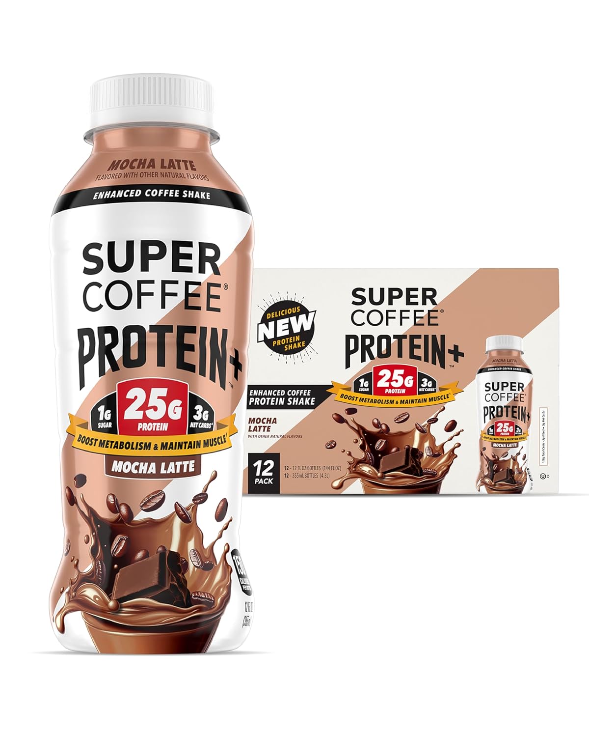 Super Coffee PROTEIN + Mocha Latte, 12oz (Pack of 12) – Oasis Snacks