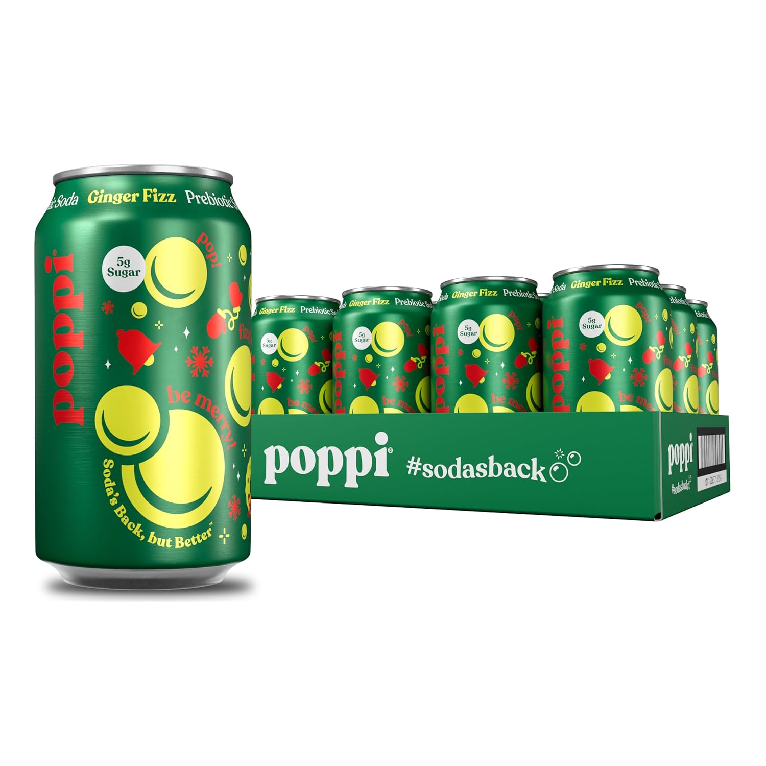 Popyページ Poppi Prebiotic Soda, Ginger Fizz, 12oz Cans (Pack of 12) – Oasis