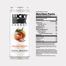 Load image into Gallery viewer, Lucky Energy Sparkling Energy Drink, Orange Drizzle, 16oz (Pack of 12)