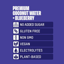 Load image into Gallery viewer, Once Upon a Coconut 100% Pure Coconut Water, Blueberry, 10.8oz (Pack of 12)
