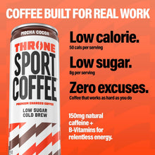 Load image into Gallery viewer, Throne Sport Cold Brew Coffee, Mocha Cocoa, 11oz (Pack of 12)
