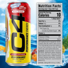 Load image into Gallery viewer, Cellucor C4 Performance Zero Sugar Energy Drink, Hawaiian Punch, 16oz (Pack of 12)