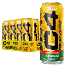 Load image into Gallery viewer, Cellucor C4 Performance Zero Sugar Energy Drink, Mango Fuego, 16 oz (Pack of 12)