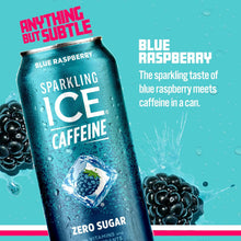 Load image into Gallery viewer, Sparkling ICE Sparkling Water with Caffeine, Blue Raspberry, 16oz Cans (Pack Of 12)