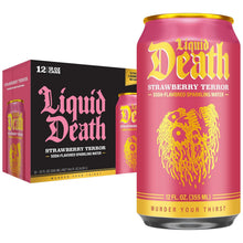 Load image into Gallery viewer, Liquid Death Flavored Sparkling Water, Strawberry Terror, 12oz (Pack of 12)