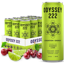 Load image into Gallery viewer, Odyssey 222 Sparkling Energy Drink, Cherry Lime, 12oz (Pack of 12)