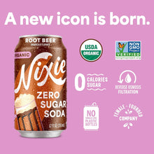 Load image into Gallery viewer, Nixie Organic Zero Sugar Soda, Root Beer, 12oz (Pack of 12)