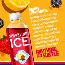 Load image into Gallery viewer, Sparkling Ice Flavored Sparkling Water, Berry Lemonade, 17 oz (Pack of 12)
