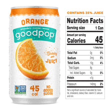 Load image into Gallery viewer, Goodpop Juice with Bubbly Water, Orange, 7.5oz (Pack of 24)