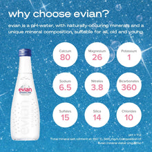 Load image into Gallery viewer, Evian Natural Sparkling Carbonated Water, 11.1 Fl Oz Glass Bottles (Pack of 20)