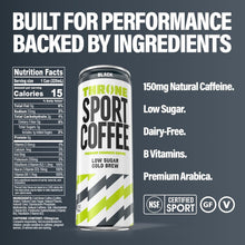 Load image into Gallery viewer, Throne Sport Cold Brew Coffee, Black, 11oz (Pack of 12)