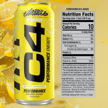 Load image into Gallery viewer, Cellucor C4 Performance Zero Sugar Energy Drink, Classic Lemonade, 16oz (Pack of 12)